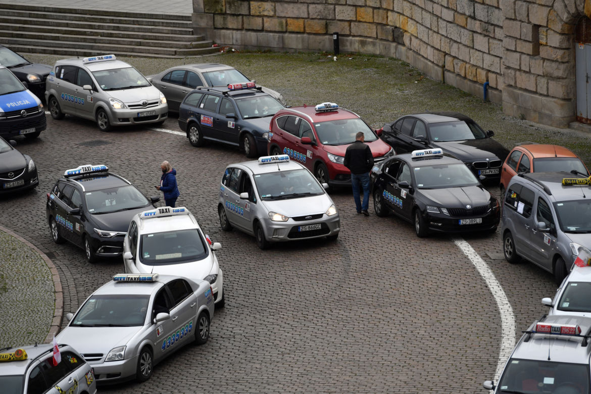 Szczecin: Protest właścicieli taxi