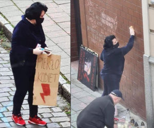 Posłanka Barbara Dziuk sprząta bałagan