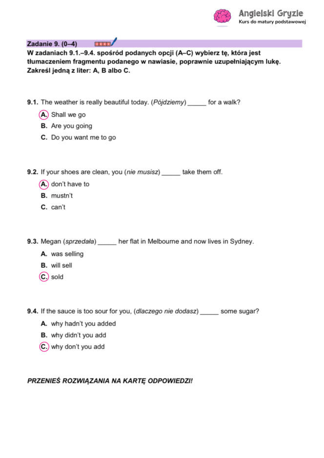 Matura próbna 2026: j. angielski odpowiedzi [6.03.2026]