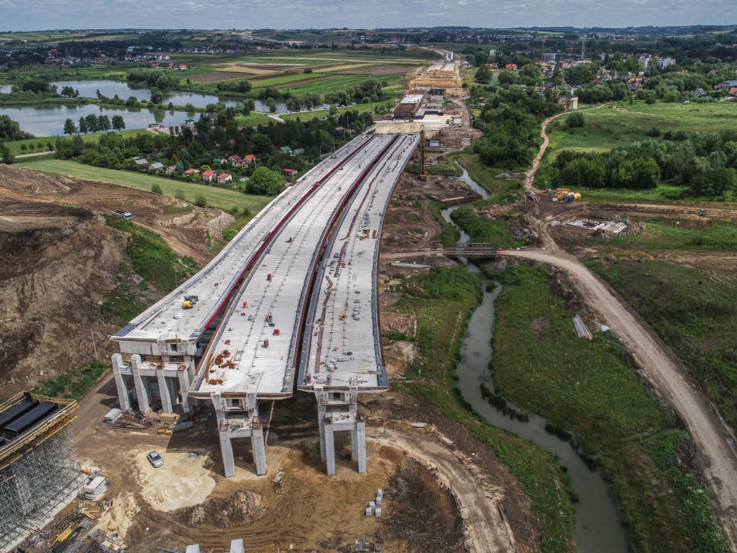 Zdjęcia z placu budowy S7 Kraków - Widoma, czerwiec 2024