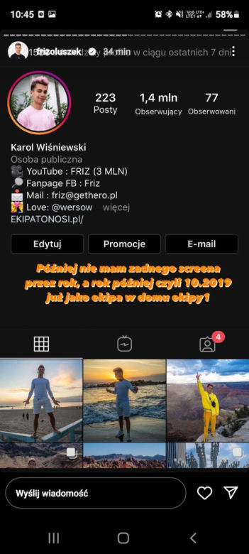 Friz - statystyki kanałów na YouTube i Instagrama