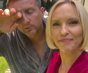 M jak miłość nowy sezon. Dorota (Iwona Rejzner), Bartek (Arkadiusz Smoleński) na planie