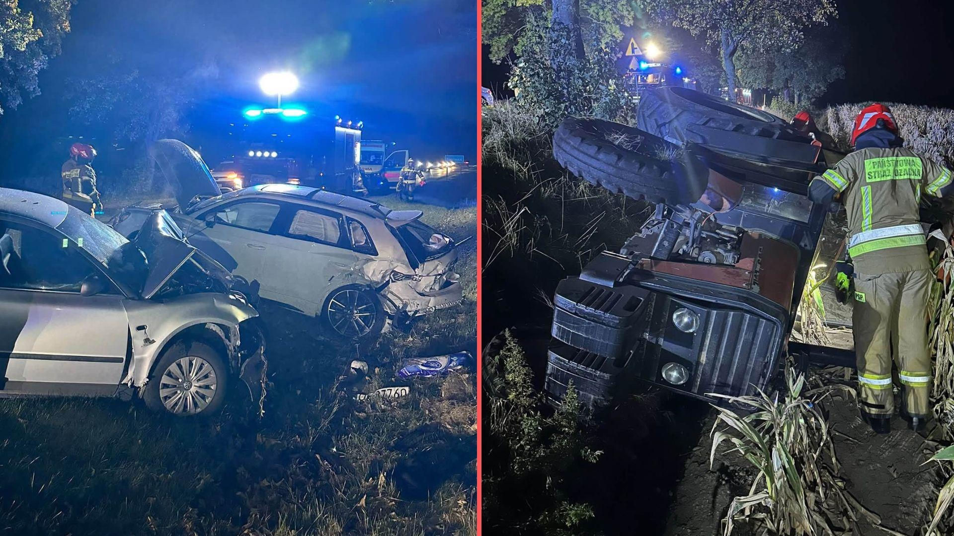 Poważny wypadek na Dolnym Śląsku! Auta zderzyły się z ciągnikiem, są ...
