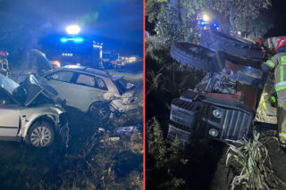 Poważny wypadek na Dolnym Śląsku! Auta zderzyły się z ciągnikiem, są ranni