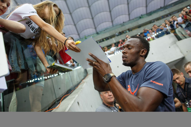 Usain Bolt podczas Memoriału Kamili Skolimowskiej