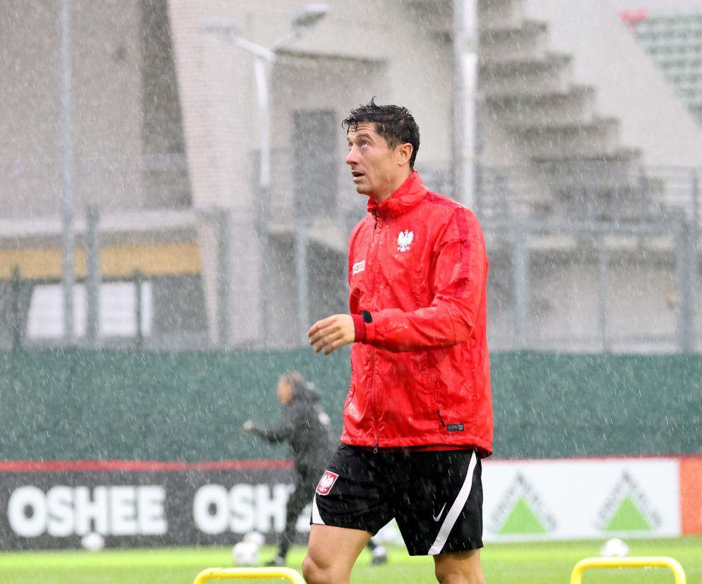 Robert Lewandowski podczas treningu