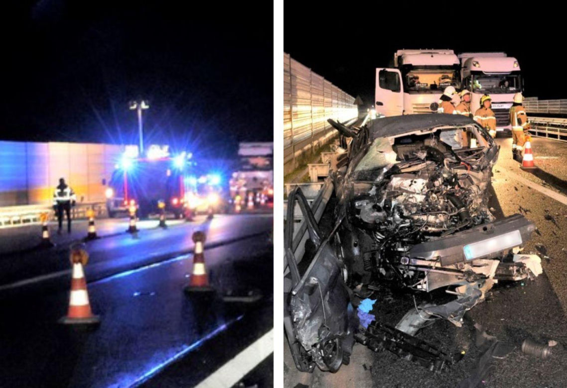 Pijany 50-latek za kierownicą Volkswagena uderzył w bariery, po czym wjechał na jezdnię prowadzącą w przeciwnym kierunku i czołowo zderzył się z ciężarówką