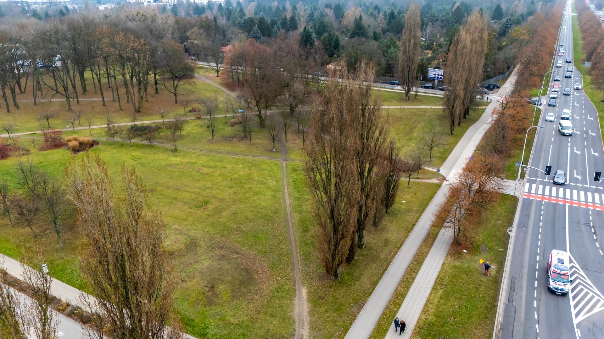 Przyszła trasa tramwaju wzdłuż Pola Mokotowskiego w Warszawie