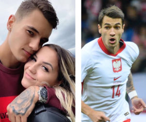 Jakub Kiwior i jego żona Claudia