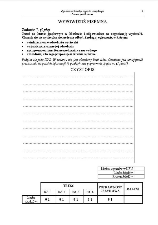 Matura 2013: języka rosyjskiego (poziom podstawowy)