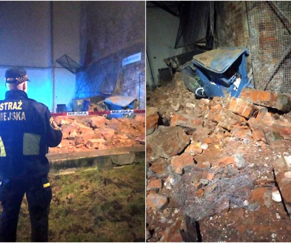 O krok od tragedii! Runął kilkunastometrowy mur na Bednarskiej