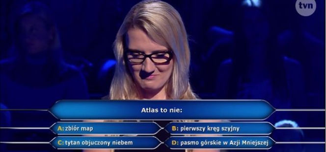 Atlas to nie...? Pytanie w programie Milionerzy 