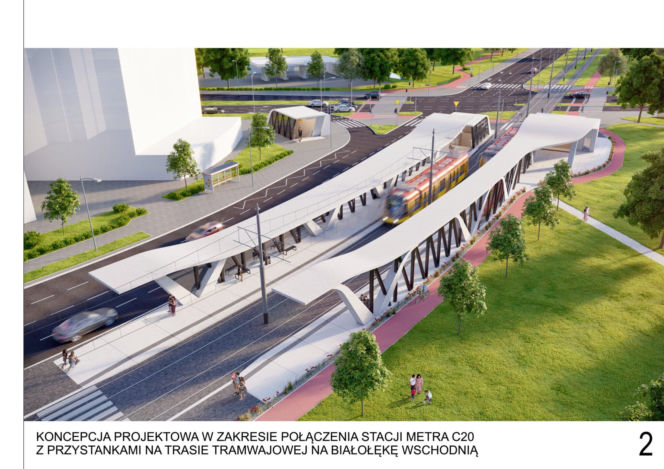 Projektowany tramwaj na Zieloną Białołękę w Warszawie