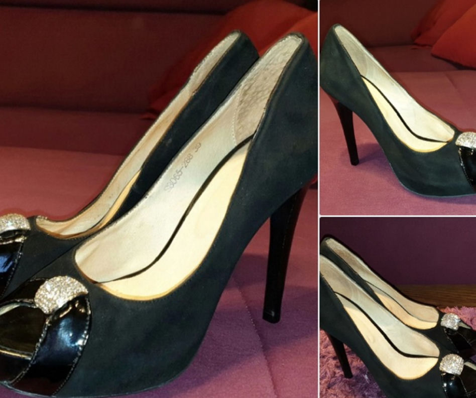 Buty włoskie Basilia zamsz + Swarovsky