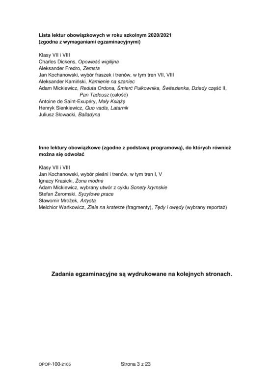 Egzamin ósmoklasisty 2021, język polski. Arkusze CKE, pytania, odpowiedzi