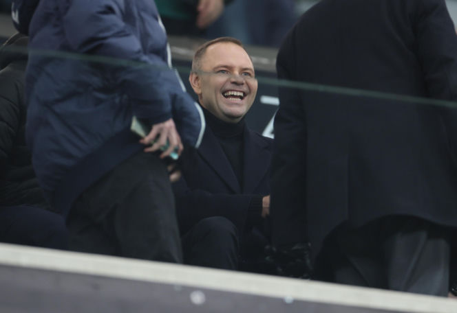 Karol Nawrocki na meczu Legia Warszawa - Sparta Praga