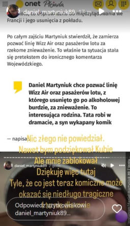 Daniel Martyniuk przejechał się już po synu i żonie, po czym zamilkł. Przebudzony idzie na wojnę z liniami lotniczymi i Królem TVN
