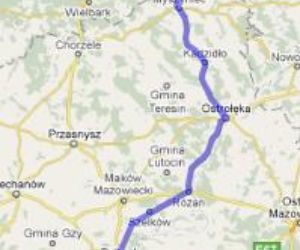 Trasa 61 Warszawa-Mikołajki - mapka