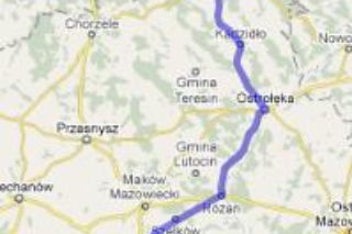 Trasa 61 Warszawa-Mikołajki - mapka