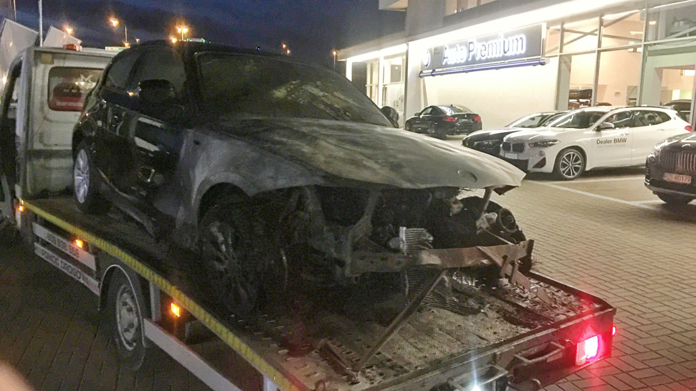 Pożar BMW 118d E81. Auto spłonęło na Podkarpaciu