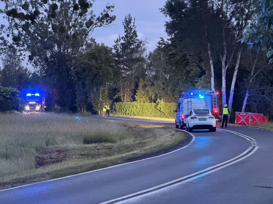Śmiertelny wypadek pod Warszawą. Ford rozbił się na drzewie