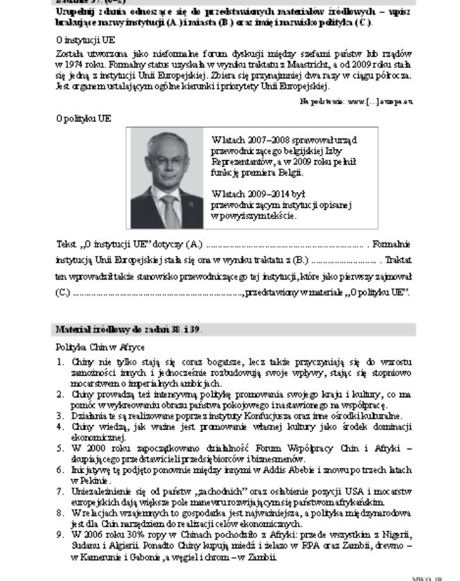 Matura rozszerzona WOS 16