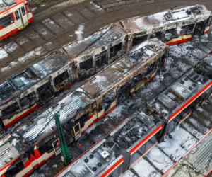 Pożar w zajezdni tramwajowej w Nowym Porcie