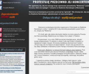 Koncert Madonny 1.08.2012 w Warszawie. PROTEST katolików z Krucjaty Młodych