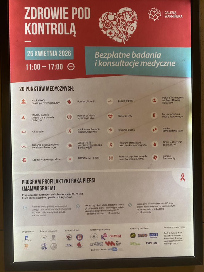 Zdrowie pod Kontrolą 2026 - Olsztyn Galeria Warmińska
