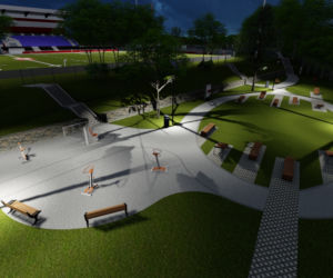 Edukacyjny ekotaras -   propozycja zagospodarowania terenu przyległego do Olimpijskiego Stadionu Rugby z widokiem na dolinę i Łynę.