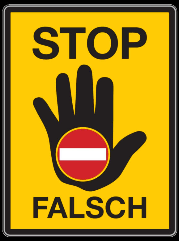 STOP Zły kierunek - znak stosowany w Niemczech