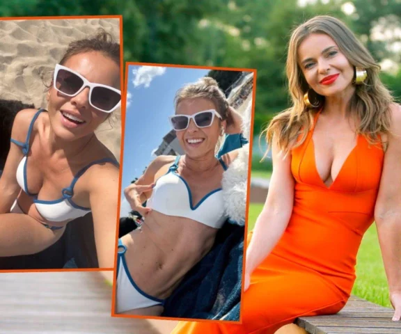 Edyta Herbuś w białym bikini wyleguje się nad Bałtykiem