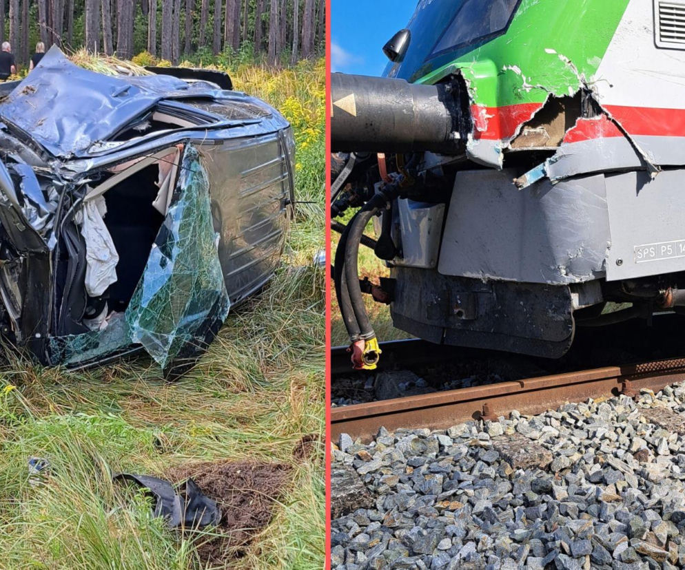Wypadek pod Białymstokiem. Auto wjechało prosto pod szynobus, są ranni