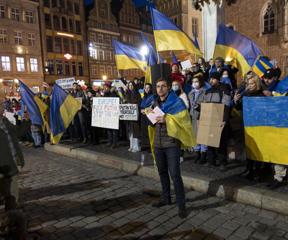 Wrocław. Kilka tysięcy osób protestowało przeciwko agresji na Ukrainę