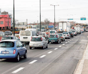 Most pusty, a Modlińska w korkach