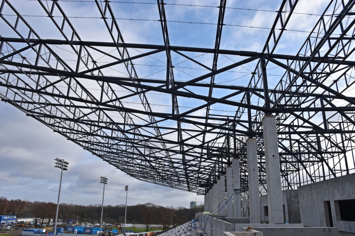 Budowa stadionu w Szczecinie - luty 2020