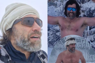 Wbiegł na Śnieżkę w samych stringach! Na zewnątrz było -17 stopni. Wszystko pokazał