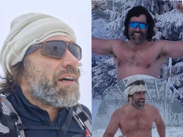 Wbiegł na Śnieżkę w samych stringach! Na zewnątrz było -17 stopni. Wszystko pokazał