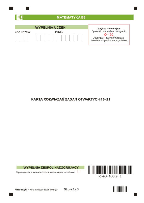 Próbny egzamin ósmoklasisty z matematyki 3 grudnia 2024. ARKUSZE CKE i ODPOWIEDZI