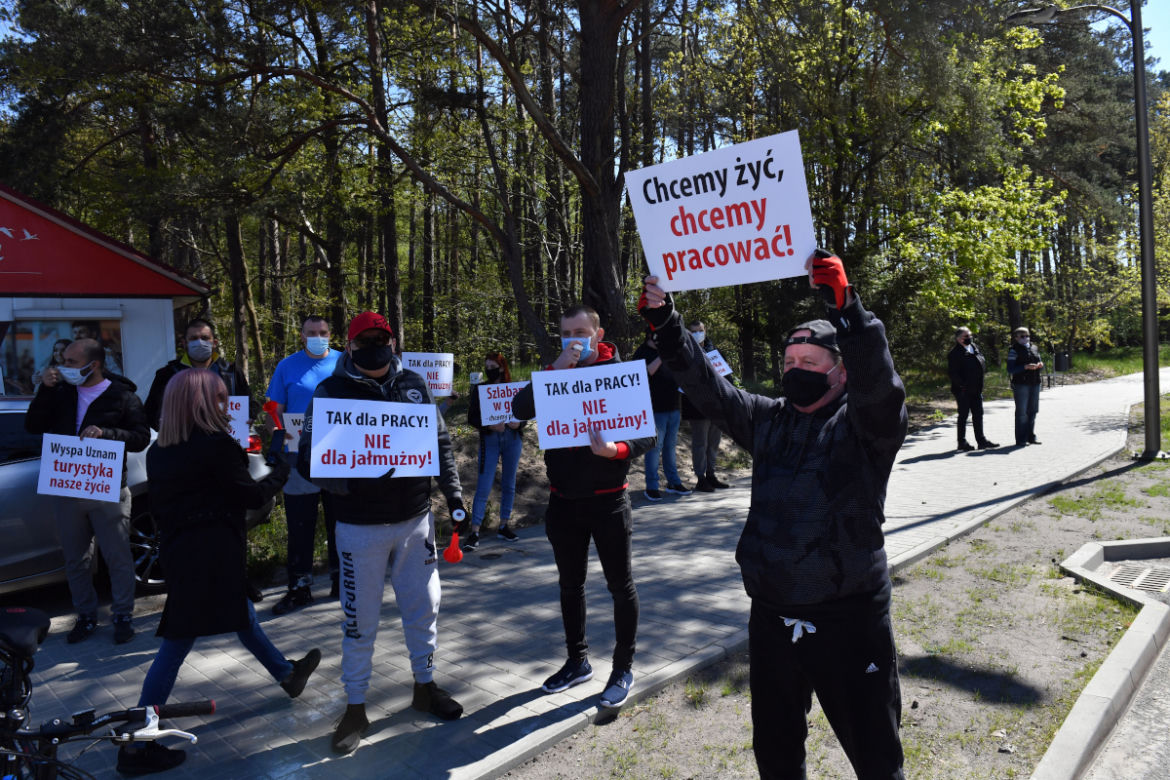 Protesty na granicy w Świnoujściu - 8 maja 2020