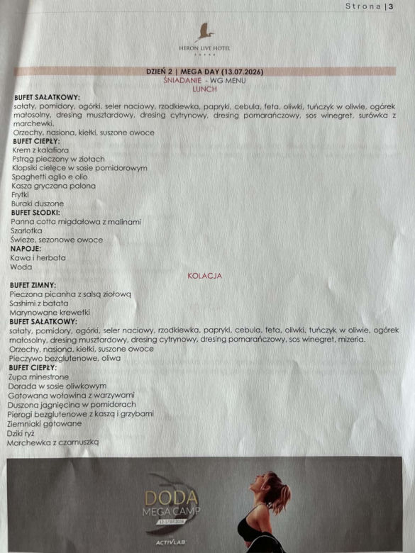 Doda pokazała menu na campie