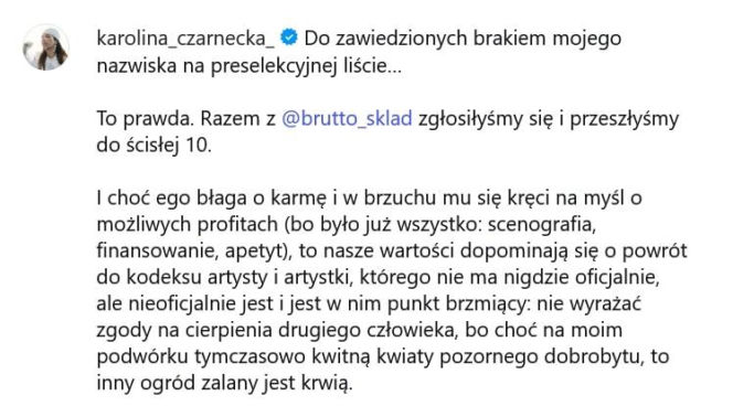 Najgłośniejsza rezygnacja preselekcji. Karolina Czarnecka tłumaczy, dlaczego odpuściła Eurowizję