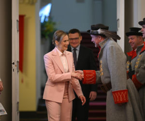 Marta Nawrocka na Niedzieli Palmowej w Pałacu Prezydenckim