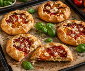 Każdy dostaje własną chrupiącą tartę. Mini galette z pomidorami i fetą znikają ze stołu szybciej niż klasyczna pizza