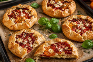 Każdy dostaje własną chrupiącą tartę. Mini galette z pomidorami i fetą znikają ze stołu szybciej niż klasyczna pizza