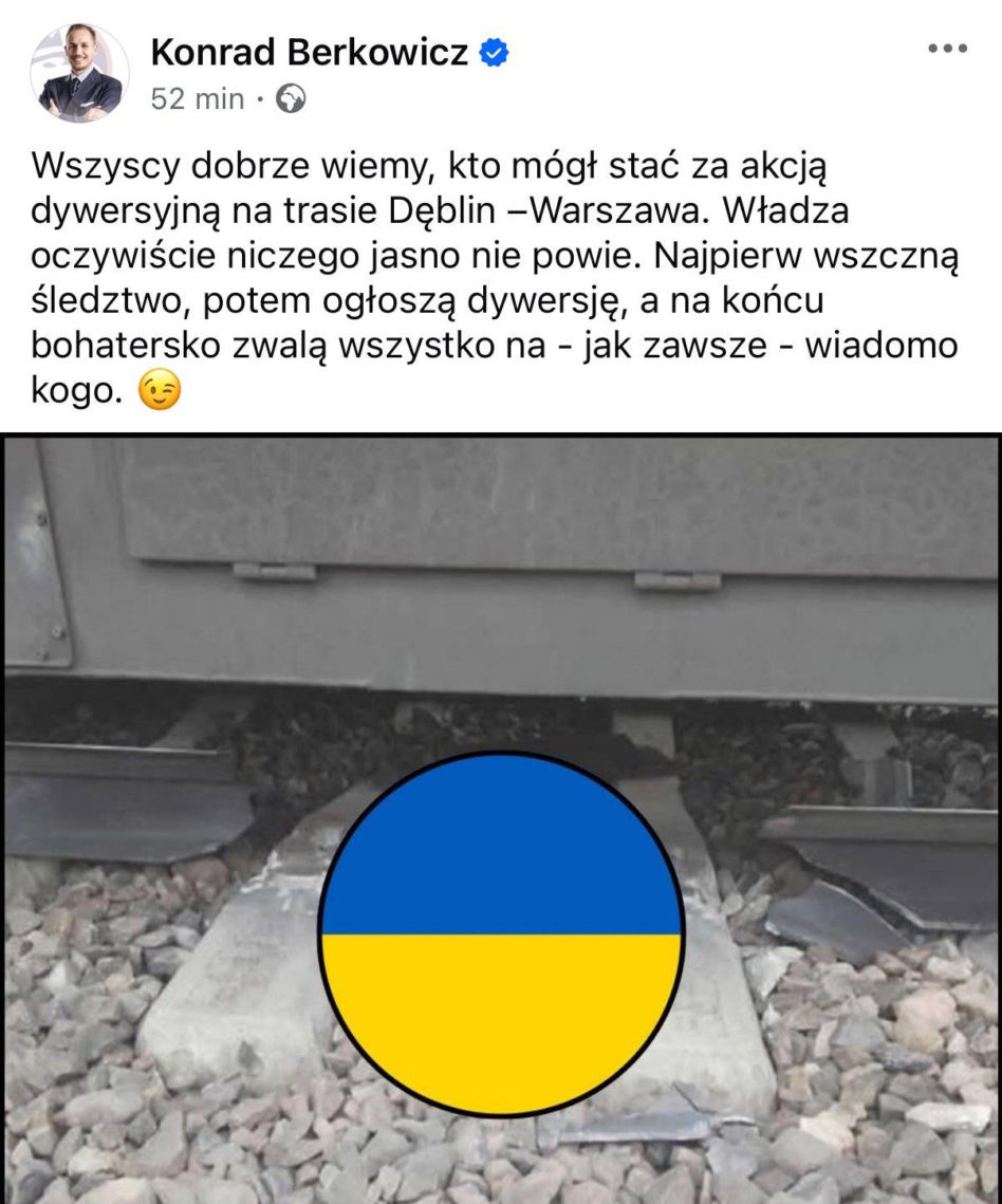 Konrad Berkowicz o akcie dywersji na torach 