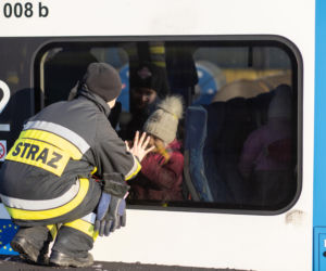 Ukraina. Pociąg z Lwowa z ukraińskimi uchodźcami