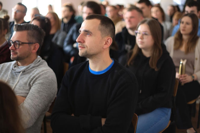 Mariusz Kędzierski na spotkaniu w Grudziądzu