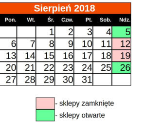 Niedziele handlowe 2018: Sklepy otwarte i zamknięte - SIERPIEŃ