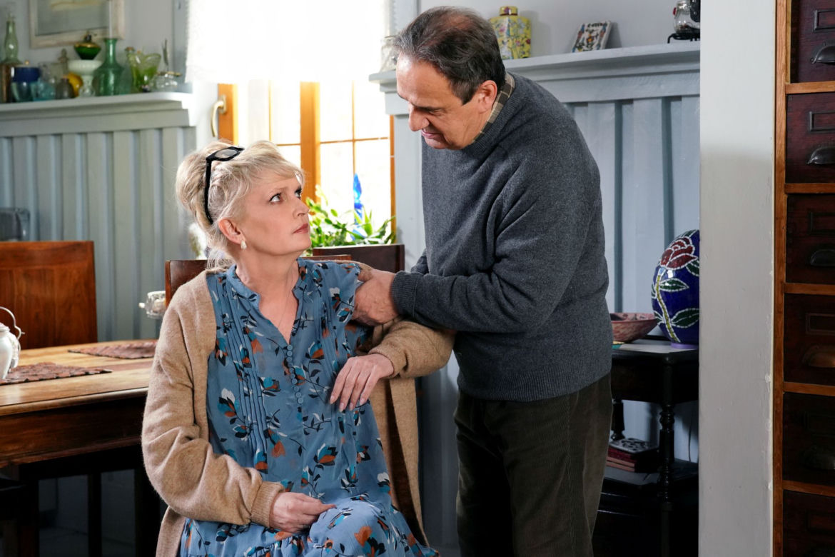 Barwy szczęścia odc. 2609. Małgorzata (Adrianna Biedrzyńska), Jerzy (Bronisław Wrocławski)